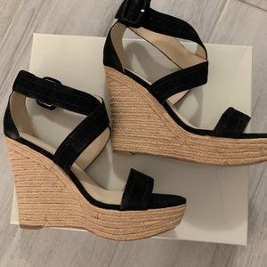 Black Haely Suede Wedge Sandal (NWOT)